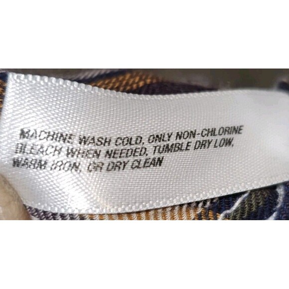 GAP XL Flannel Shirt Plaid Classic Fit Navy Yellow White 99/1 Cotton Unisex - Picture 9 of 12